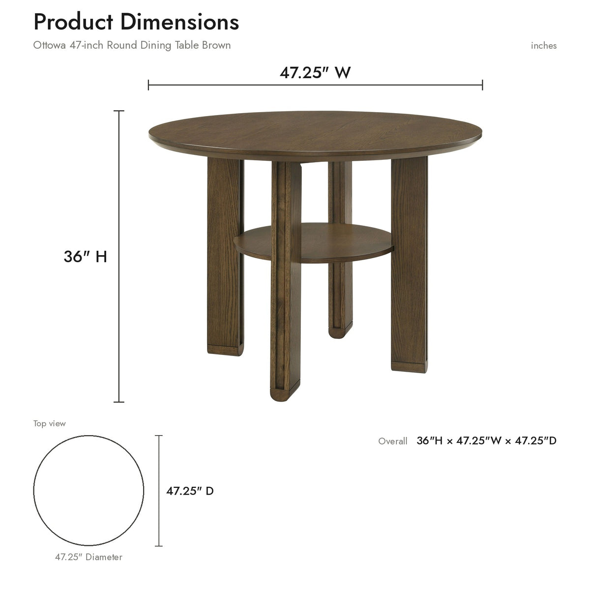 Product dimensions diagram