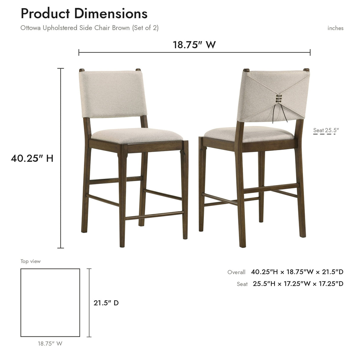 Product dimensions diagram