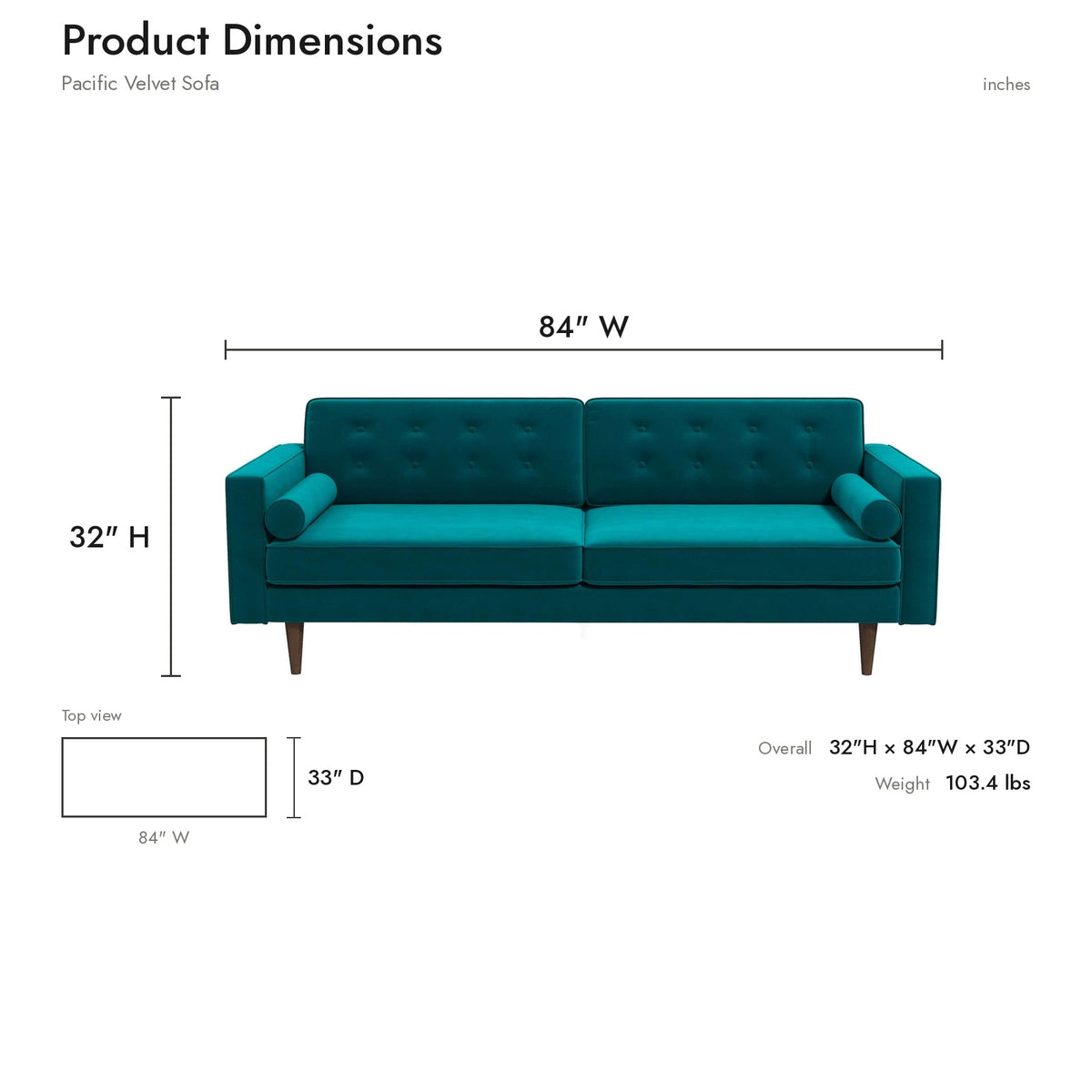 Product dimensions diagram
