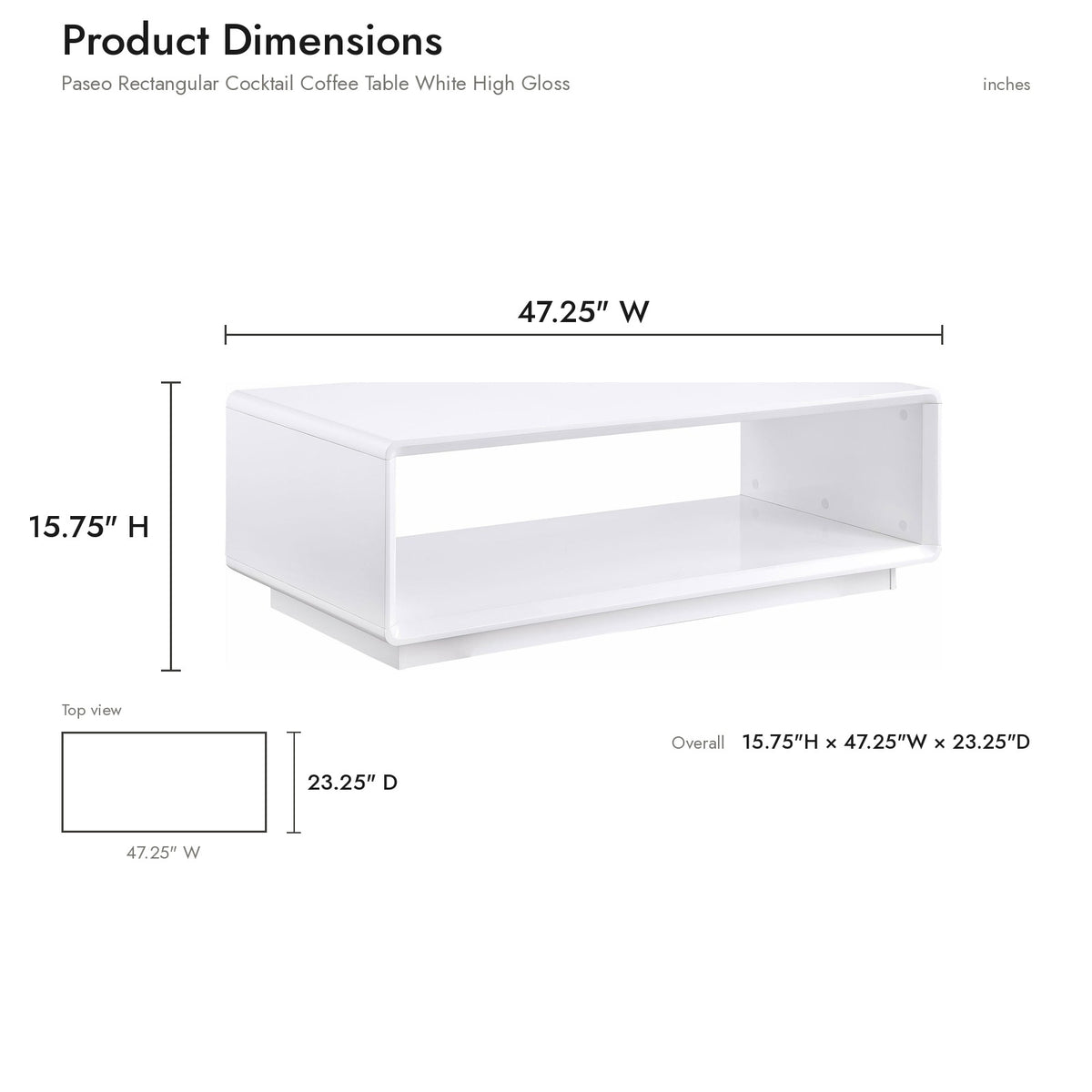 Product dimensions diagram