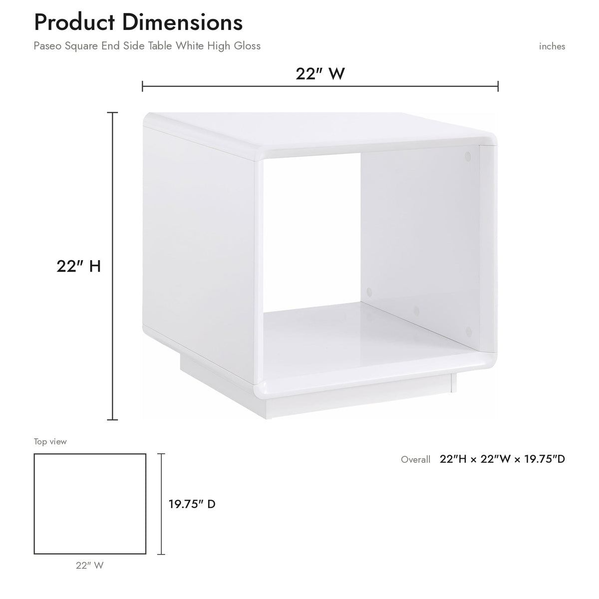 Product dimensions diagram