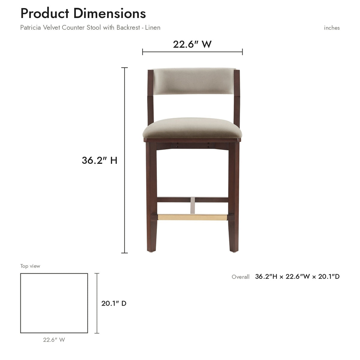 Product dimensions diagram