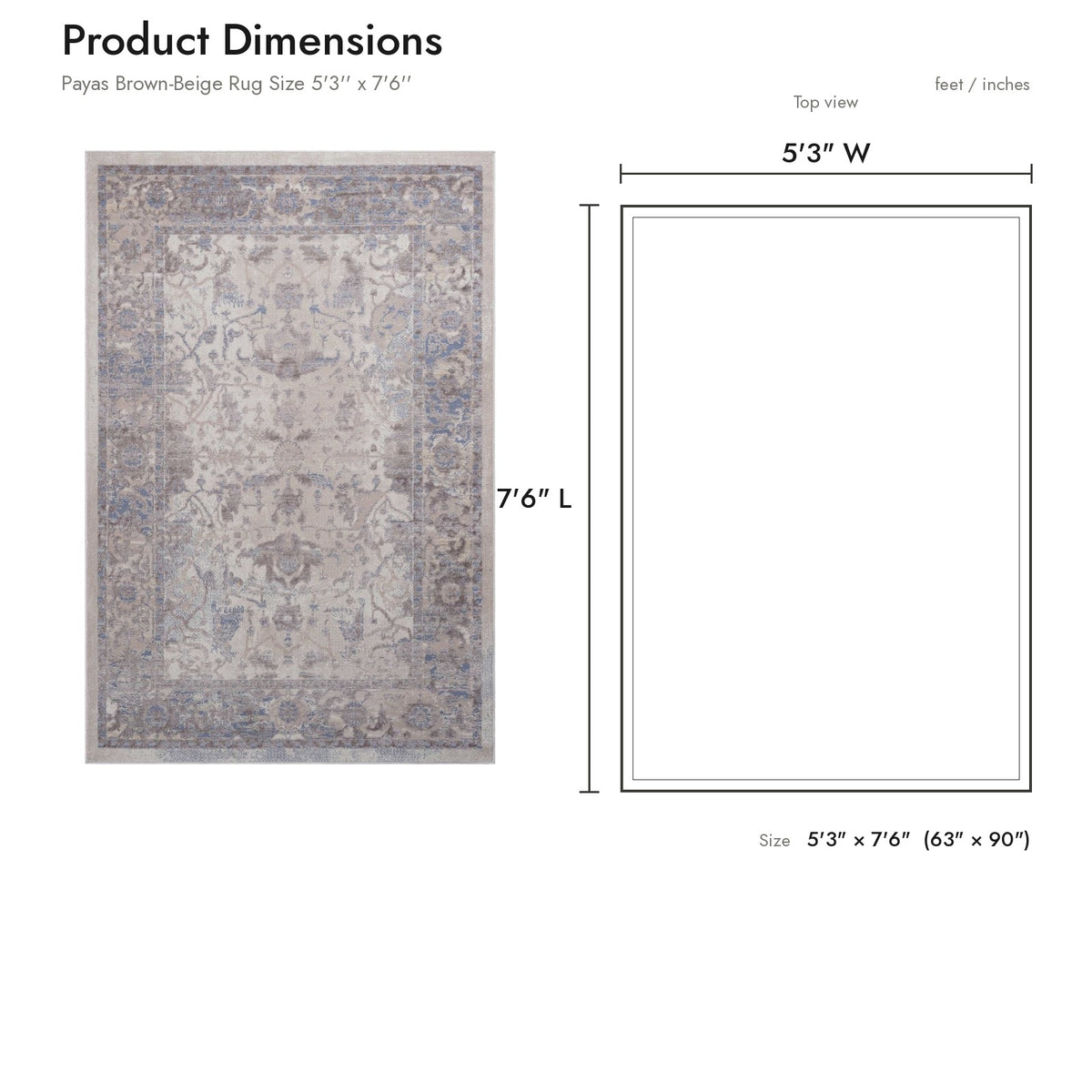 Product dimensions diagram