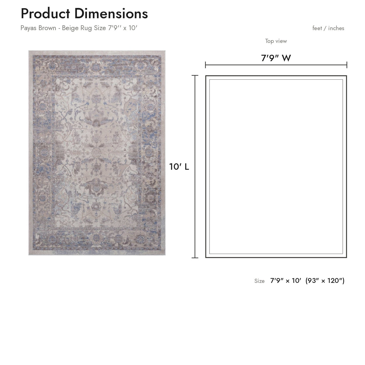 Product dimensions diagram