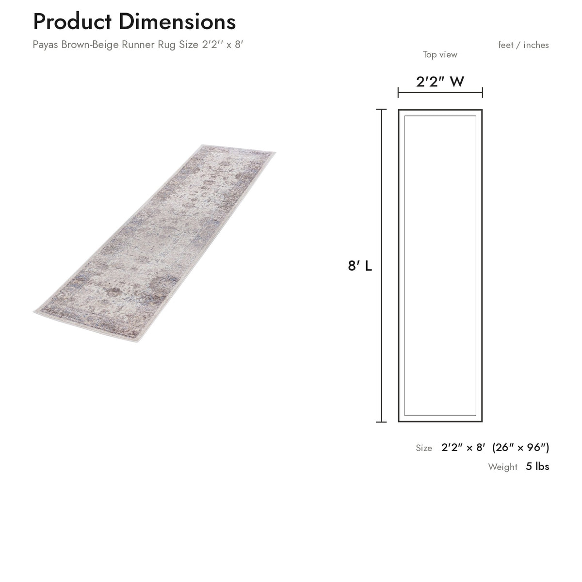 Product dimensions diagram