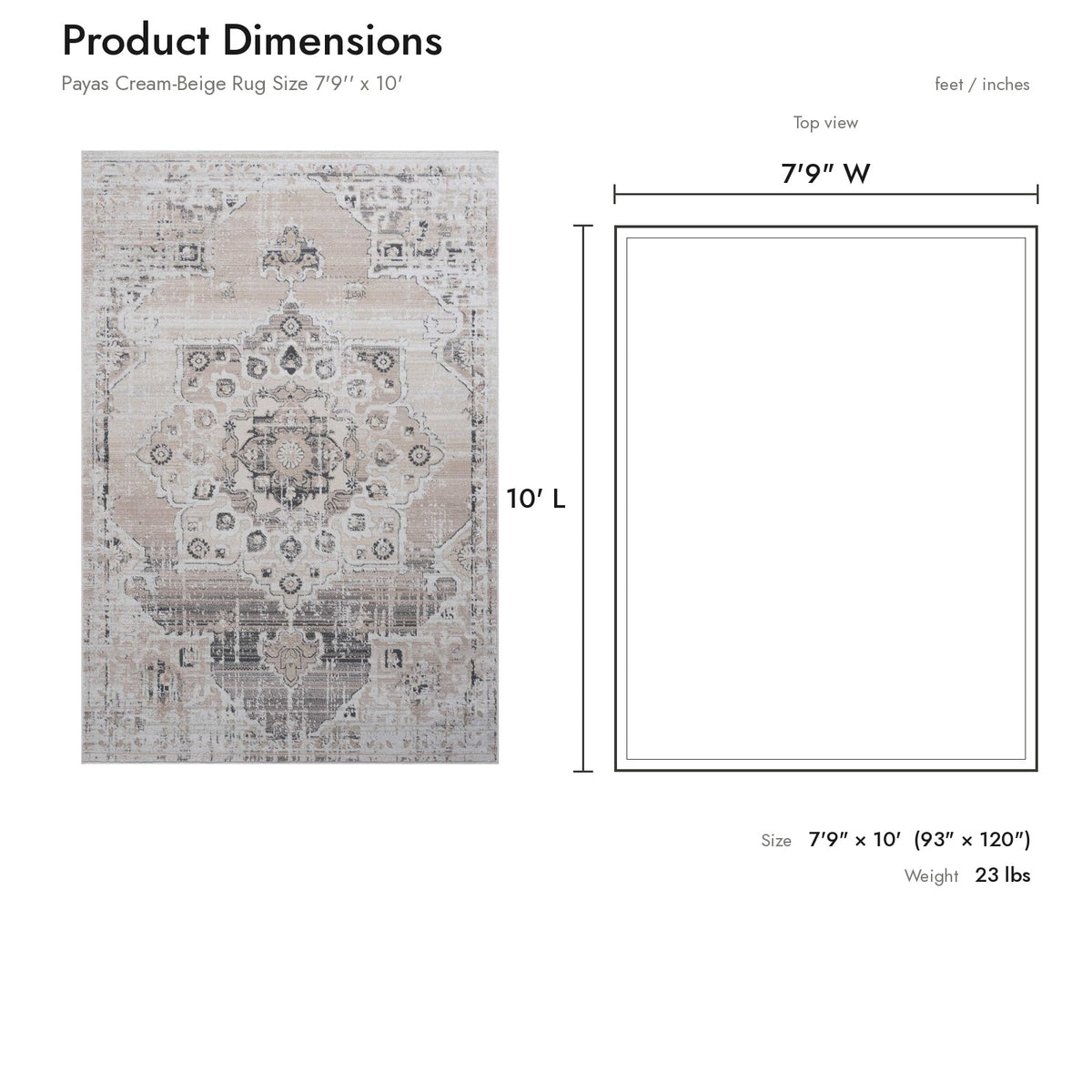 Product dimensions diagram