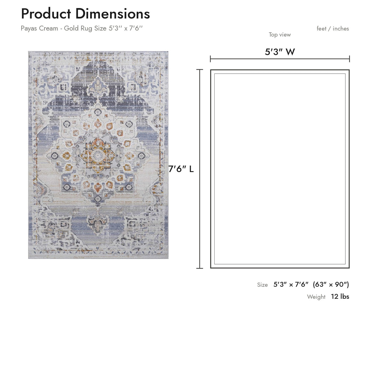 Product dimensions diagram