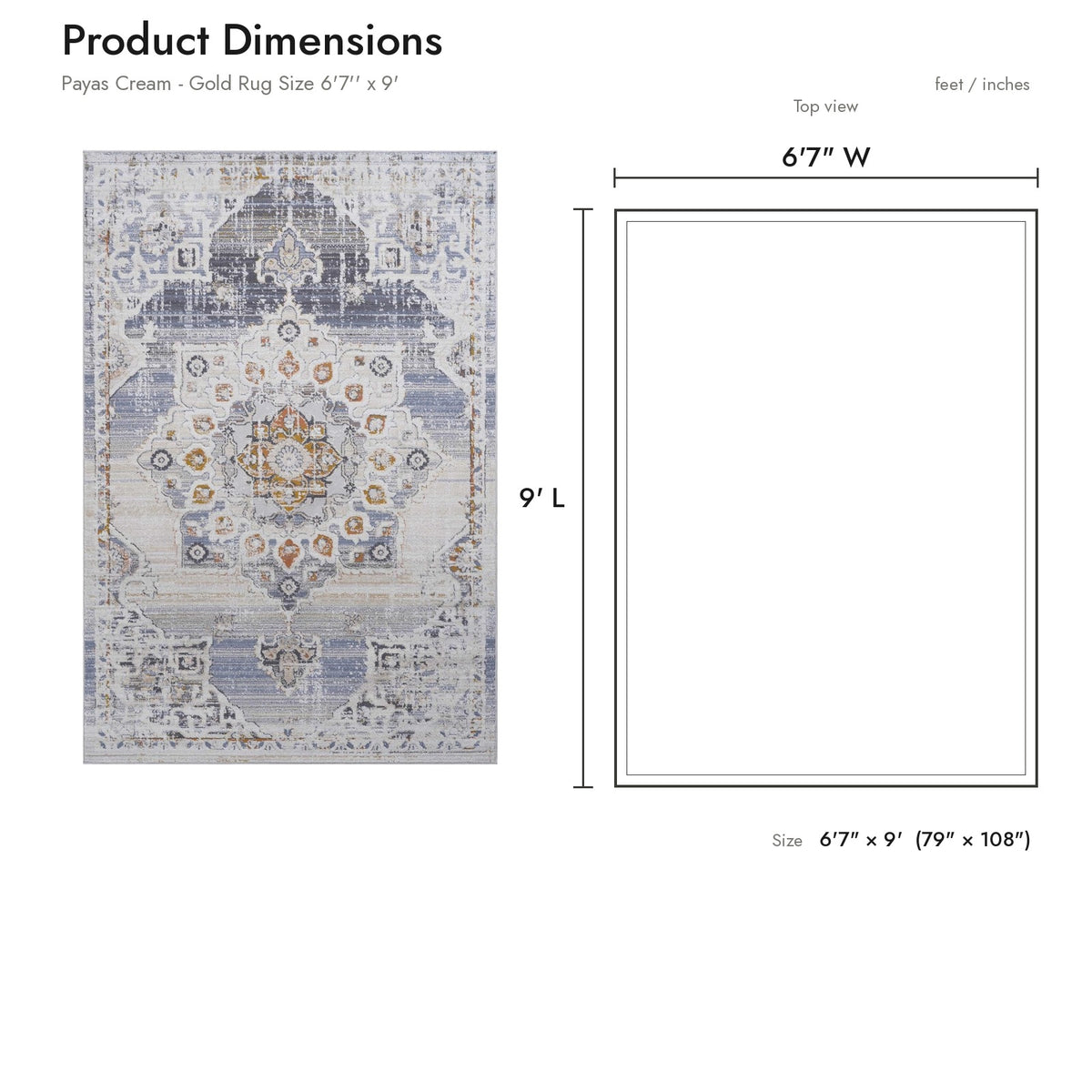 Product dimensions diagram