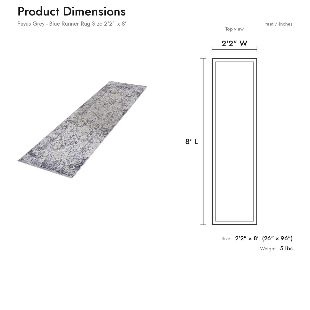 Product dimensions diagram