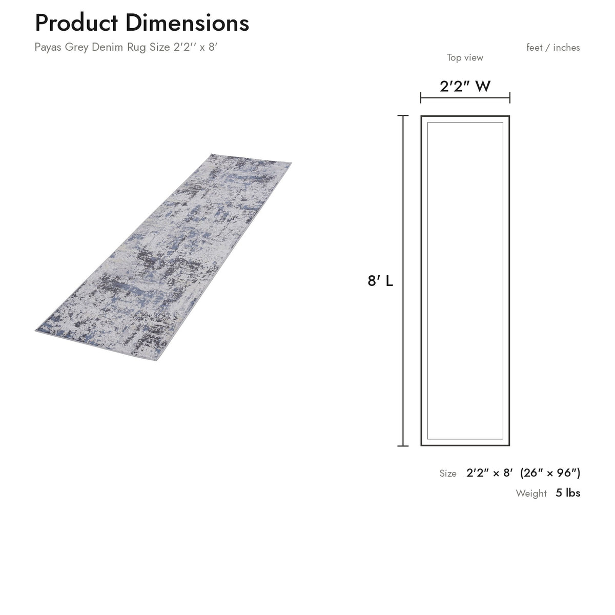 Product dimensions diagram