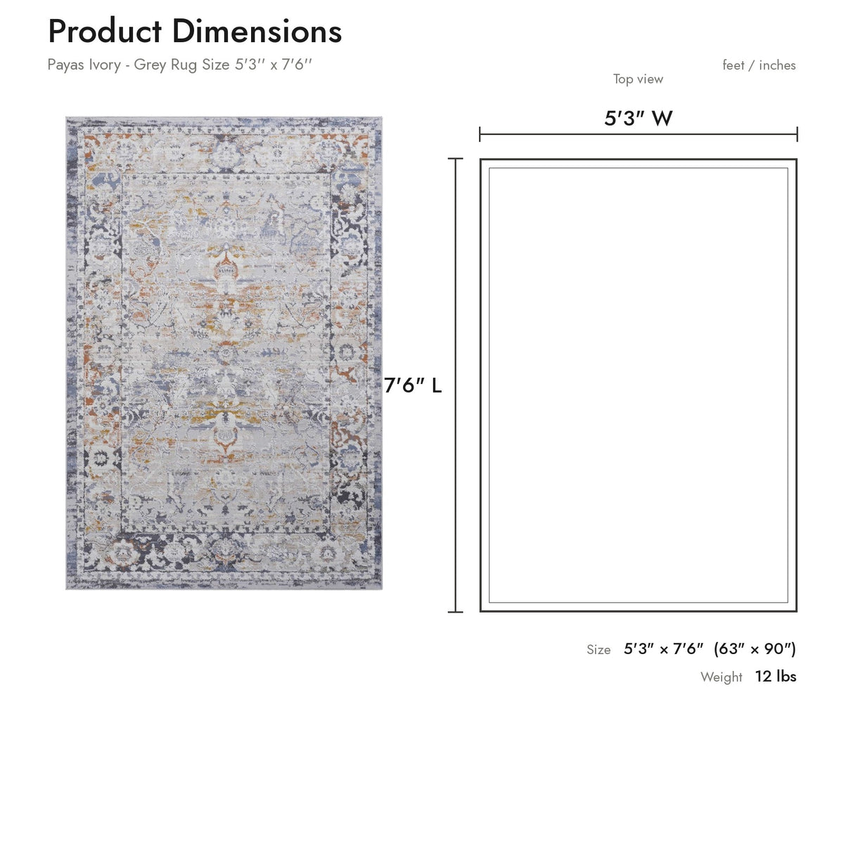 Product dimensions diagram