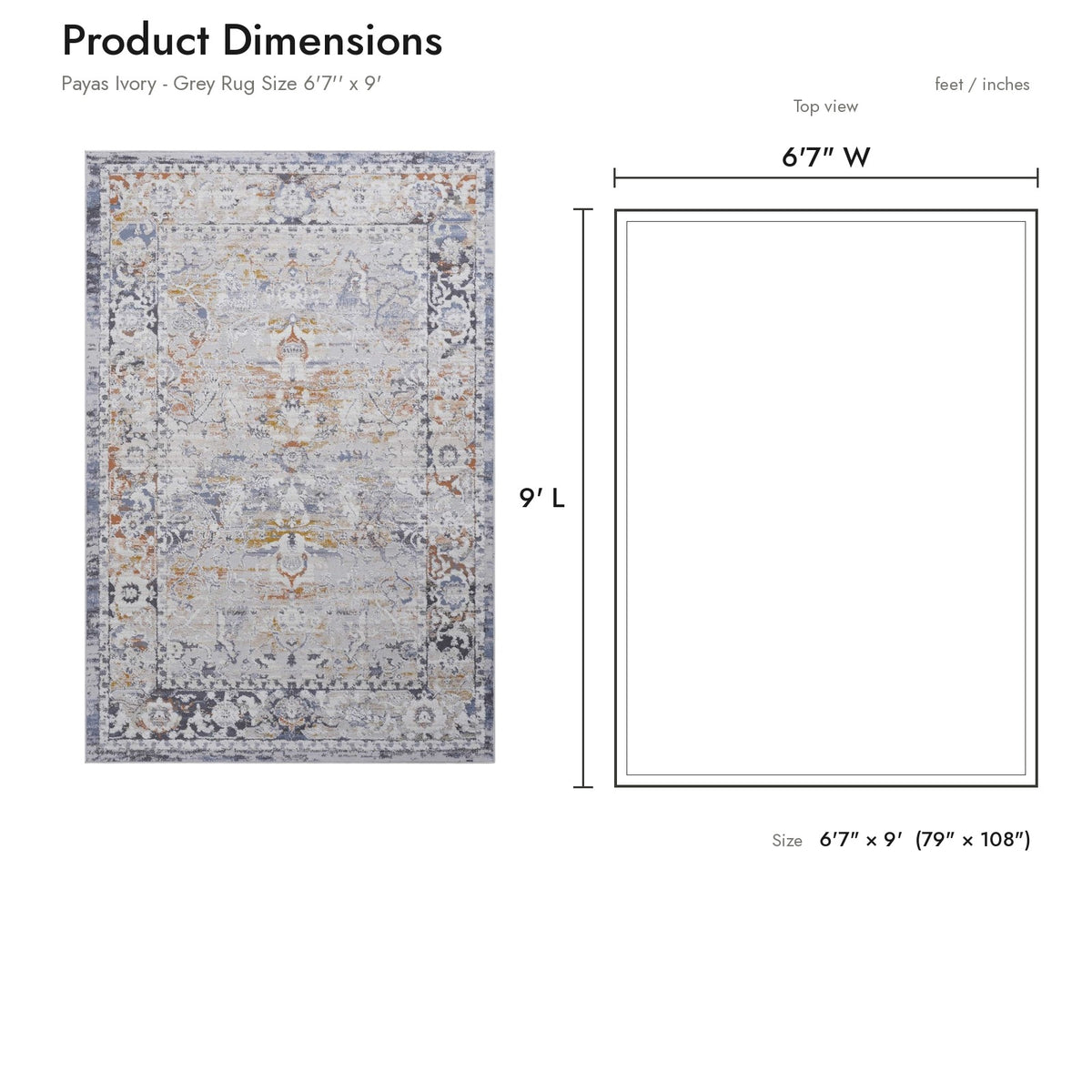 Product dimensions diagram