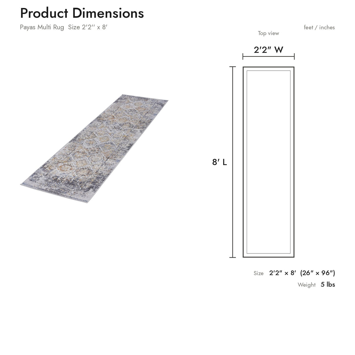 Product dimensions diagram