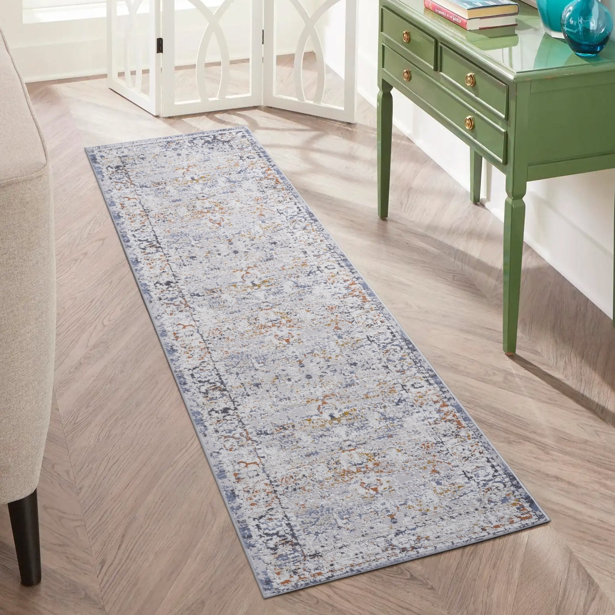 Payas Ivory - Grey Runner Rug Size 2'2'' x 8'