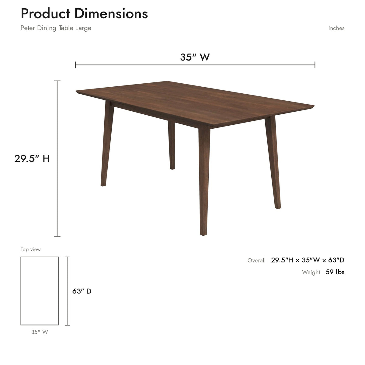 Product dimensions diagram