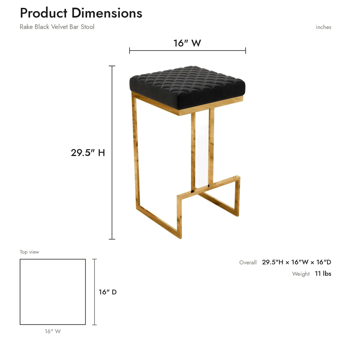 Product dimensions diagram