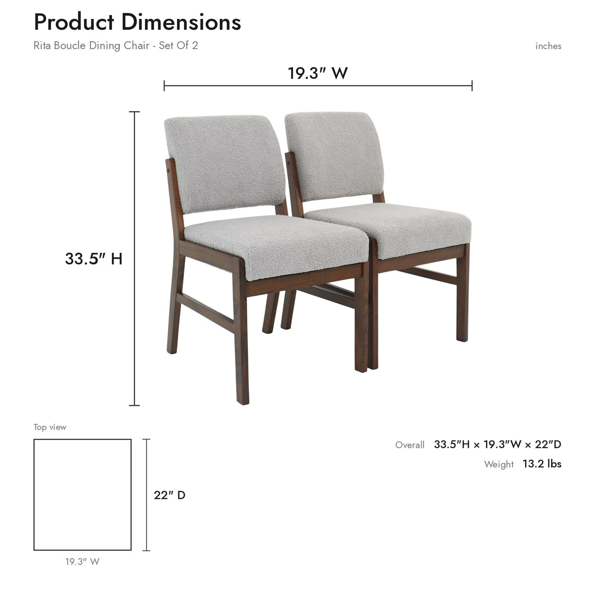 Product dimensions diagram