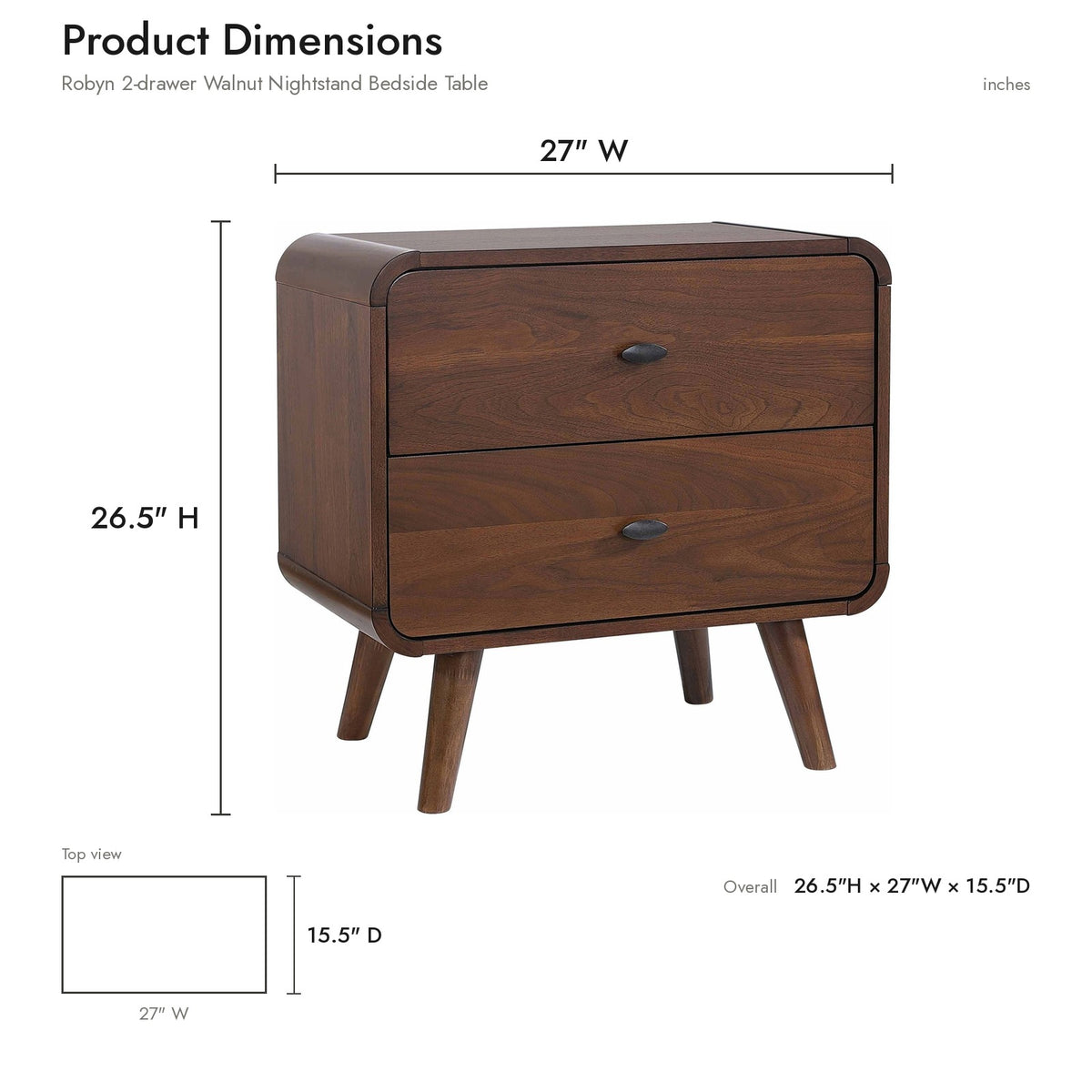 Product dimensions diagram