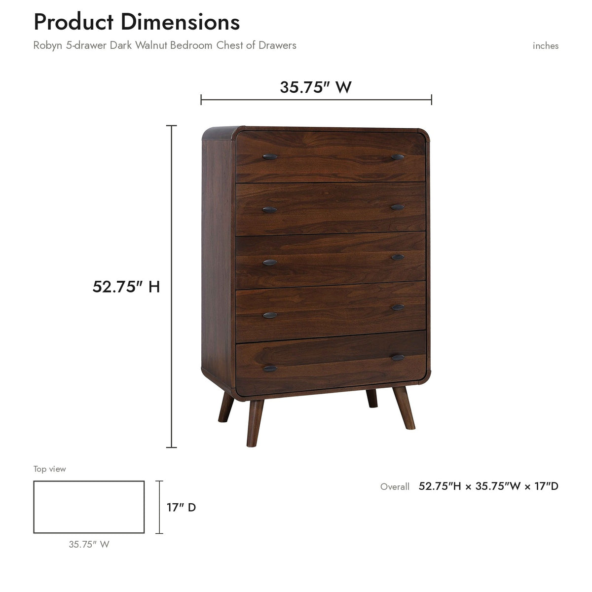 Product dimensions diagram