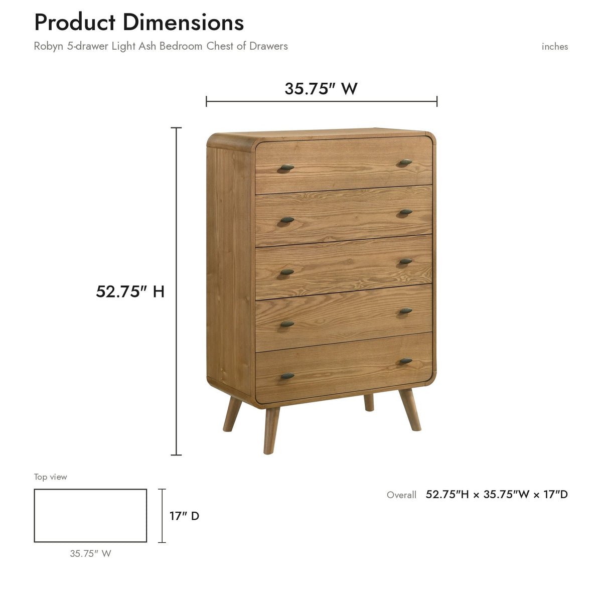 Product dimensions diagram