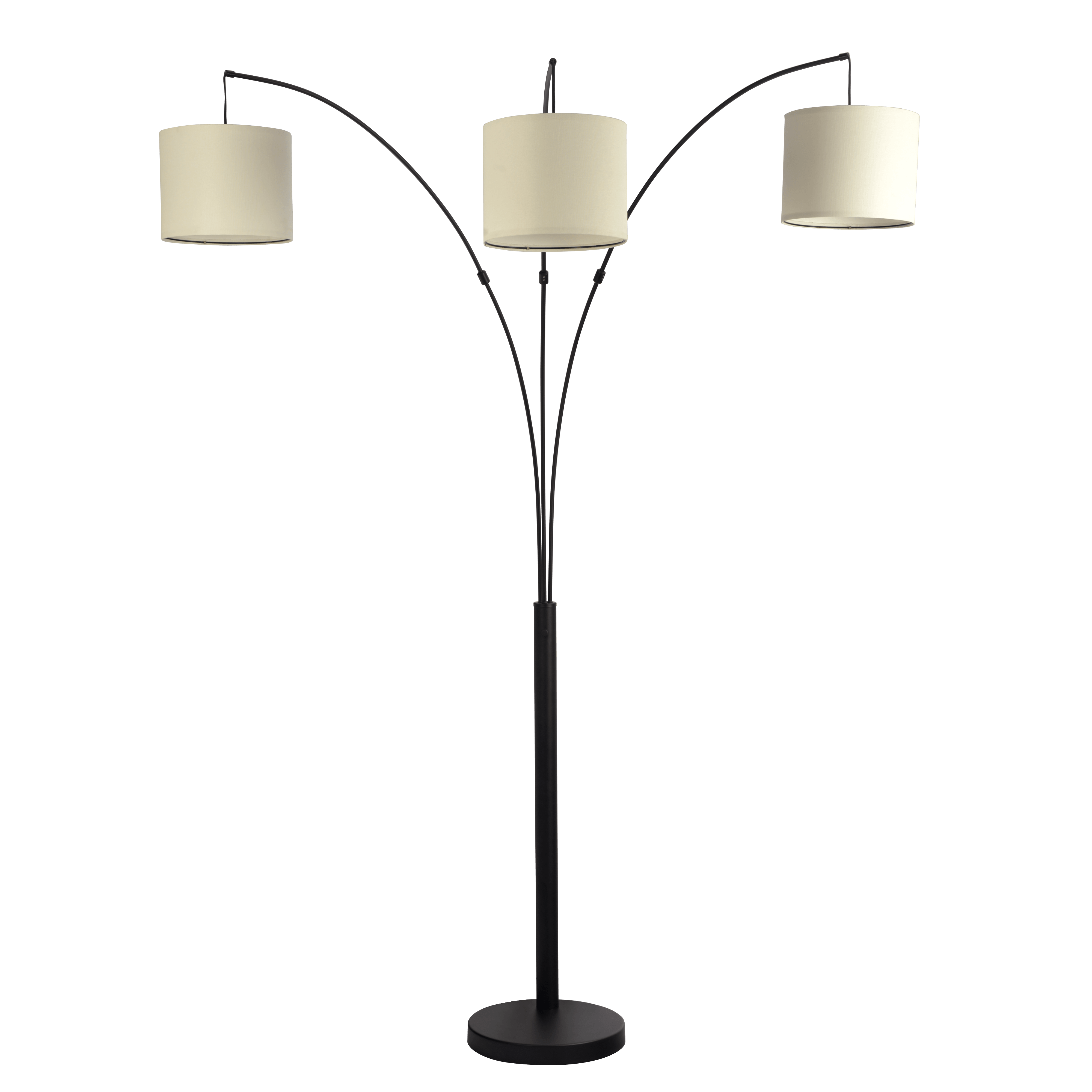 Empire 3-Arm Metal Arc Floor Lamp, Oil Rubbed Bonze with Linen Shade, 4 way Rotary Switch - West Lamp