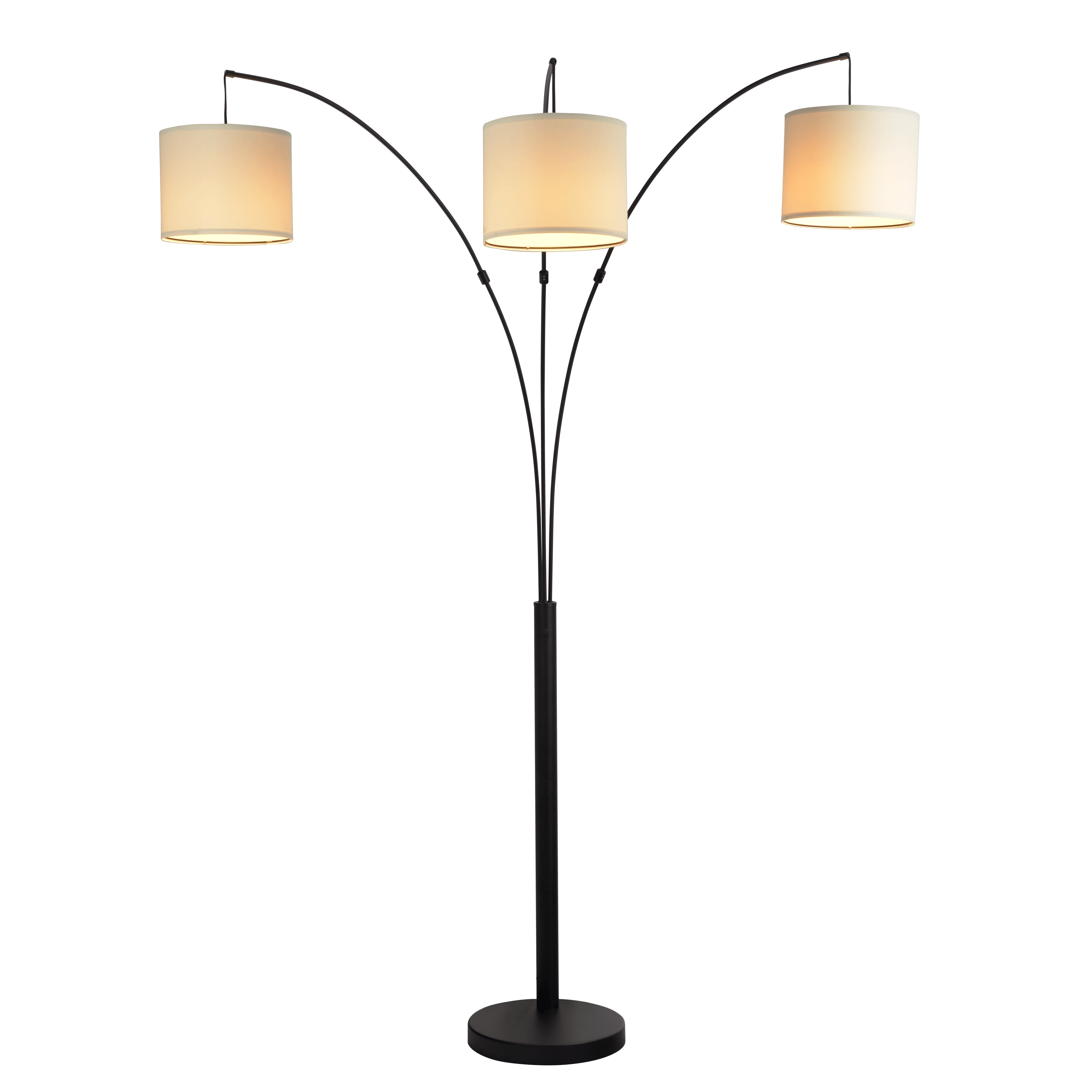 Empire 3-Arm Metal Arc Floor Lamp, Oil Rubbed Bonze with Linen Shade, 4 way Rotary Switch - West Lamp