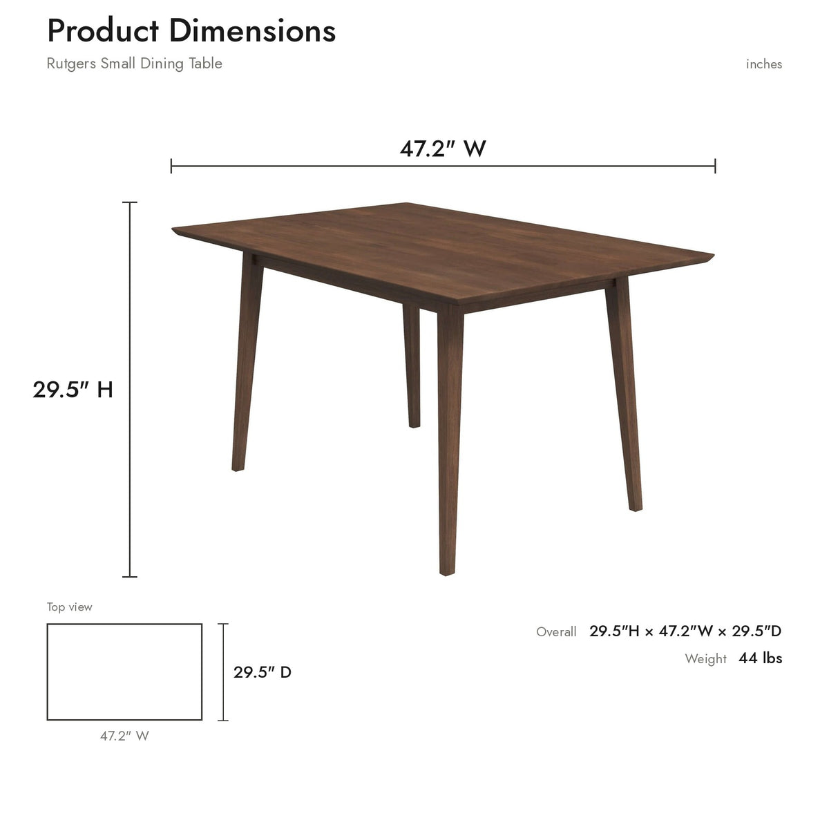 Product dimensions diagram