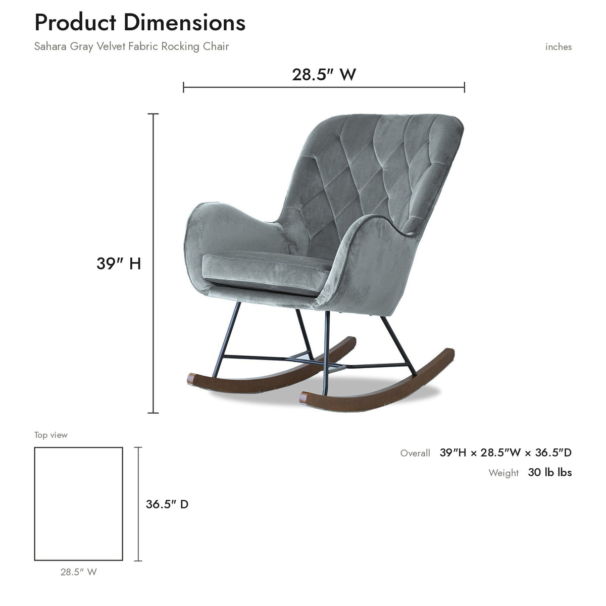 Product dimensions diagram