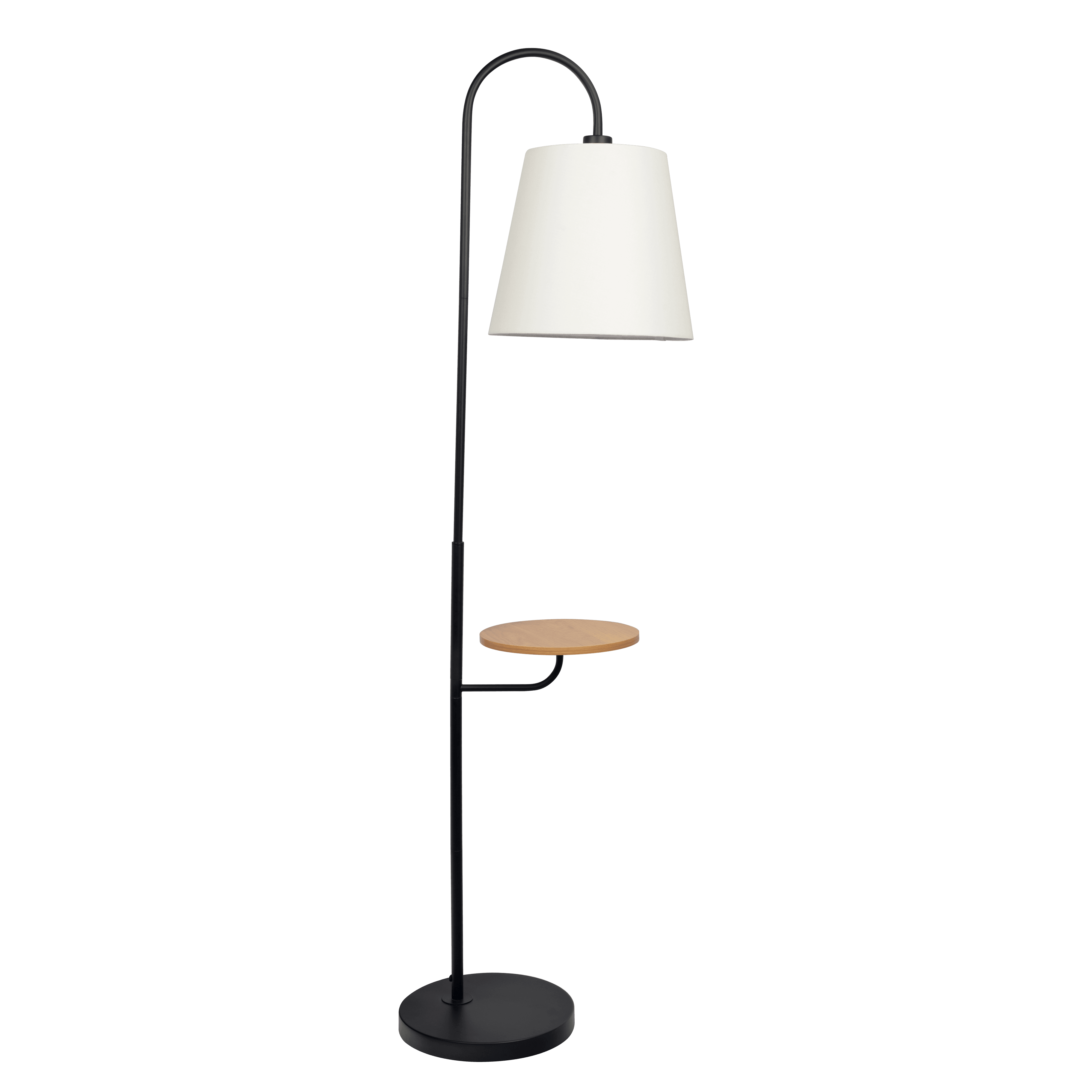 Santa Fe Black Floor Lamp with Rotary Switch Wood Table Metal Base