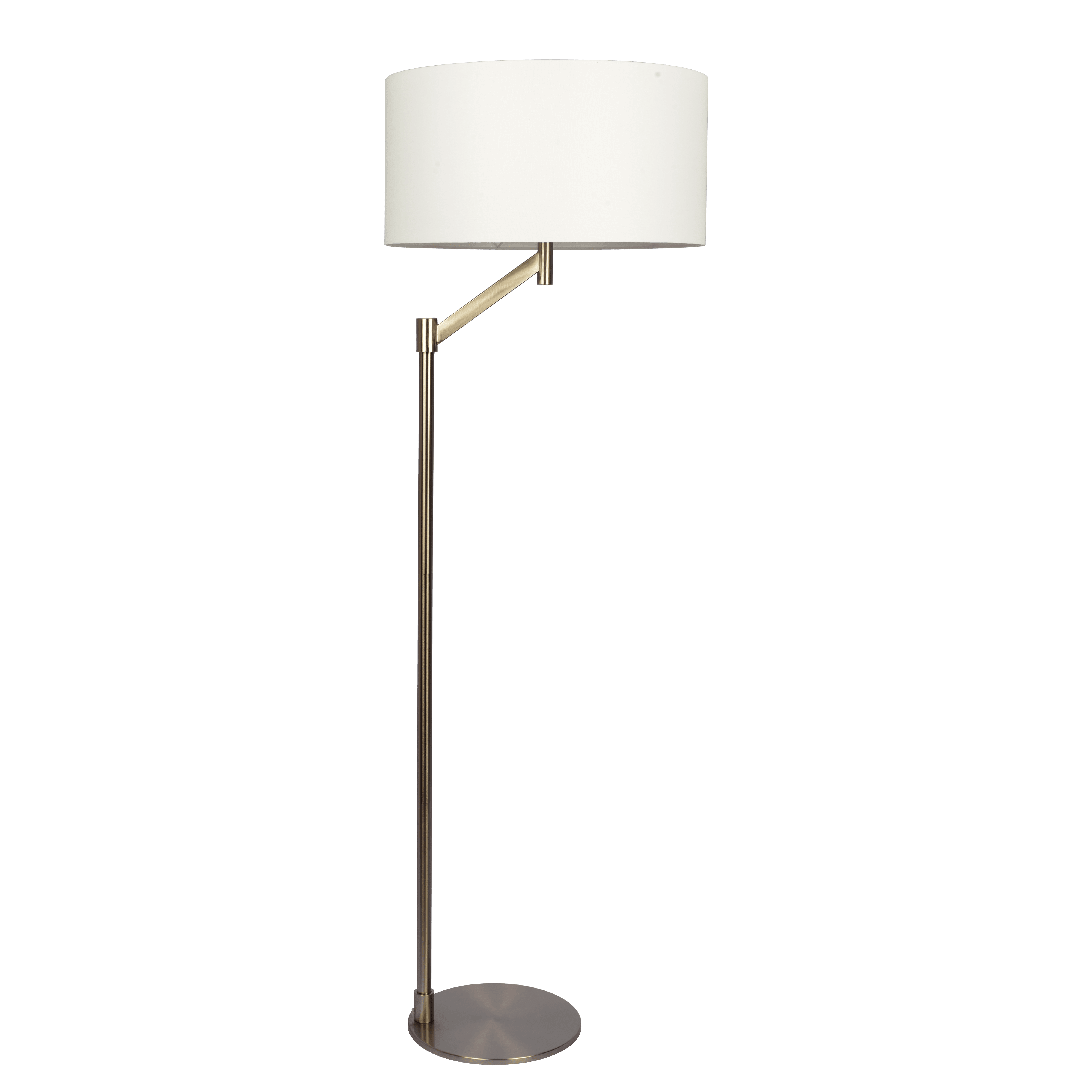 Lottie Brushed Nickel Floor Lamp with Rotary Switch Metal Base White Linen Shade