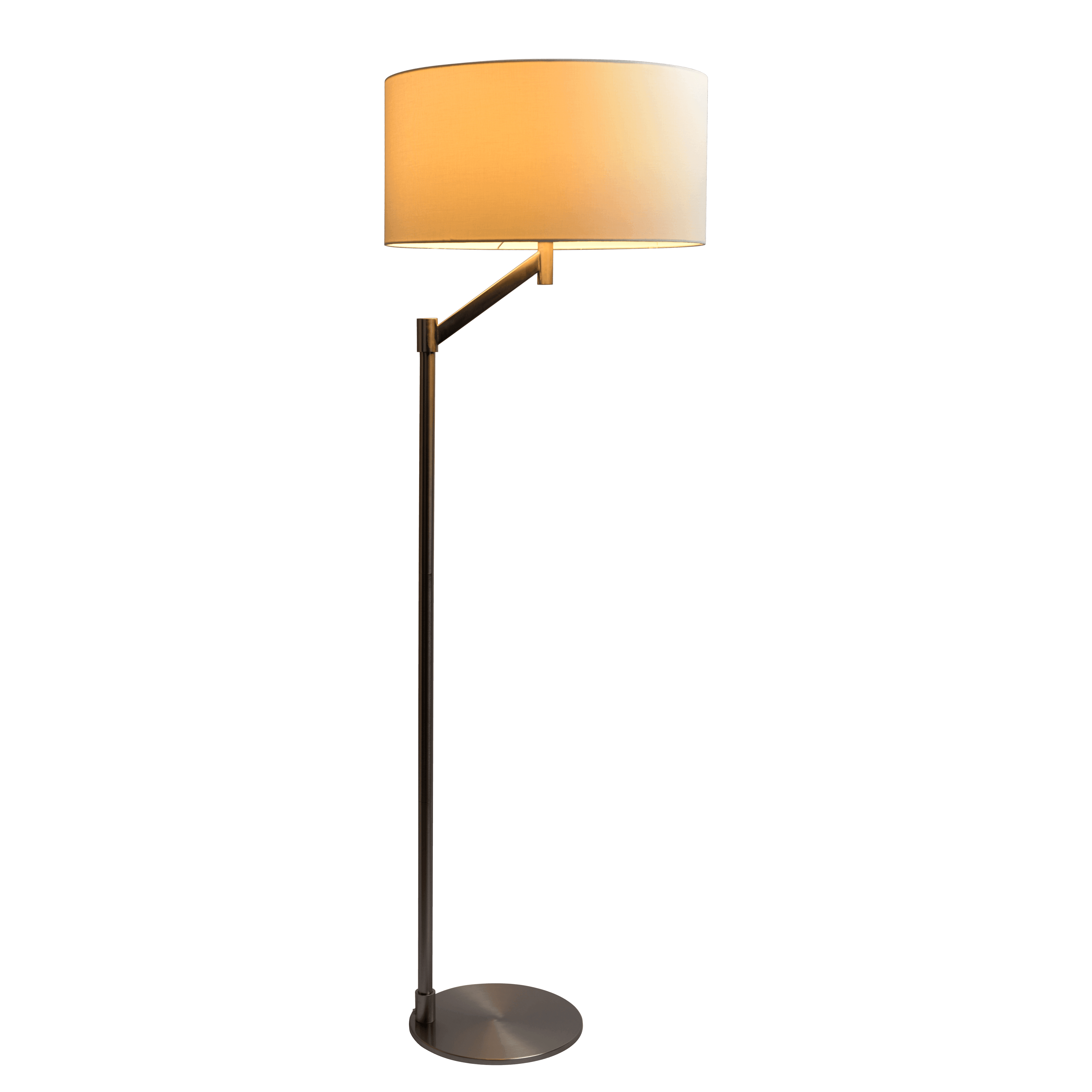 Lottie Brushed Nickel Floor Lamp with Rotary Switch Metal Base White Linen Shade