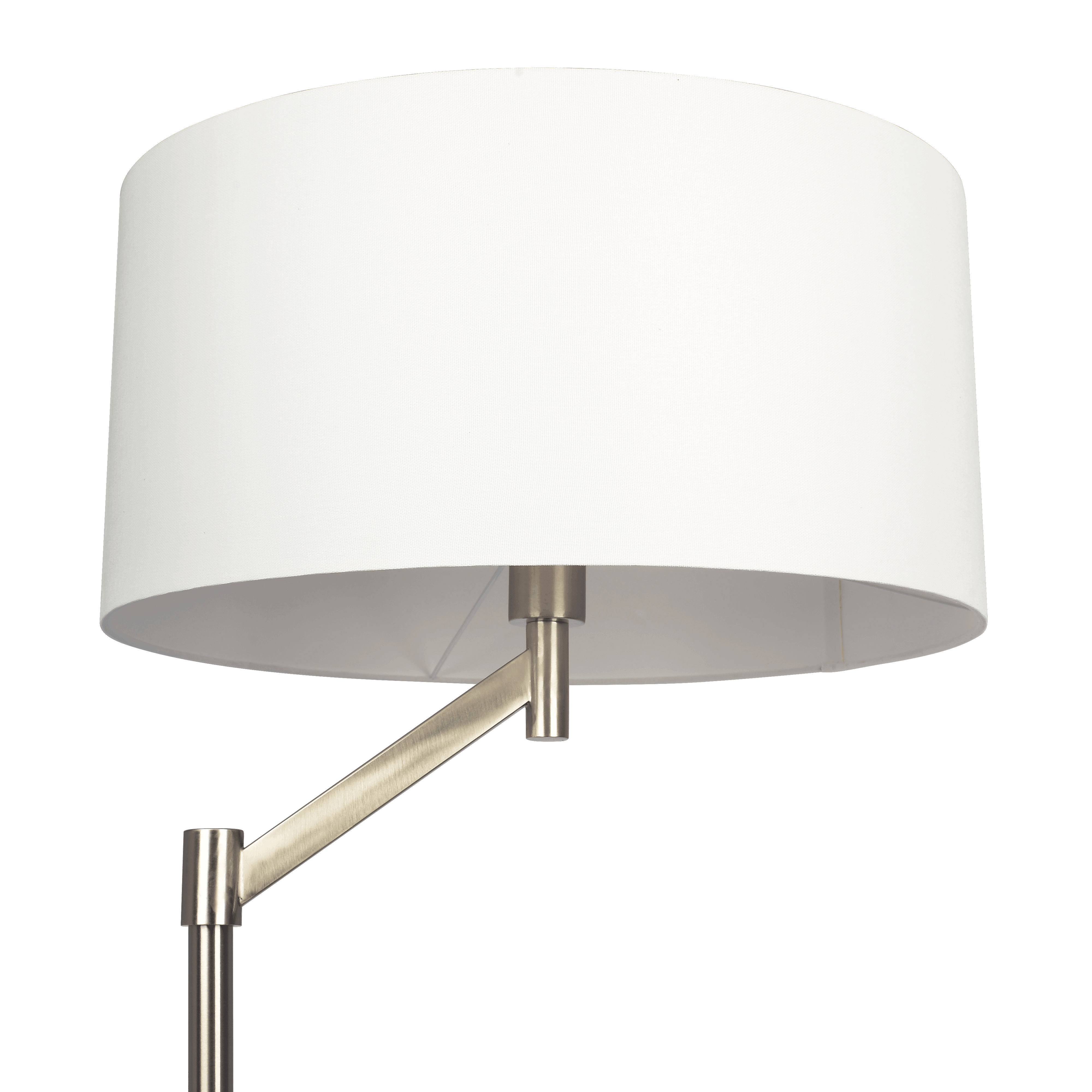 Lottie Brushed Nickel Floor Lamp with Rotary Switch Metal Base White Linen Shade