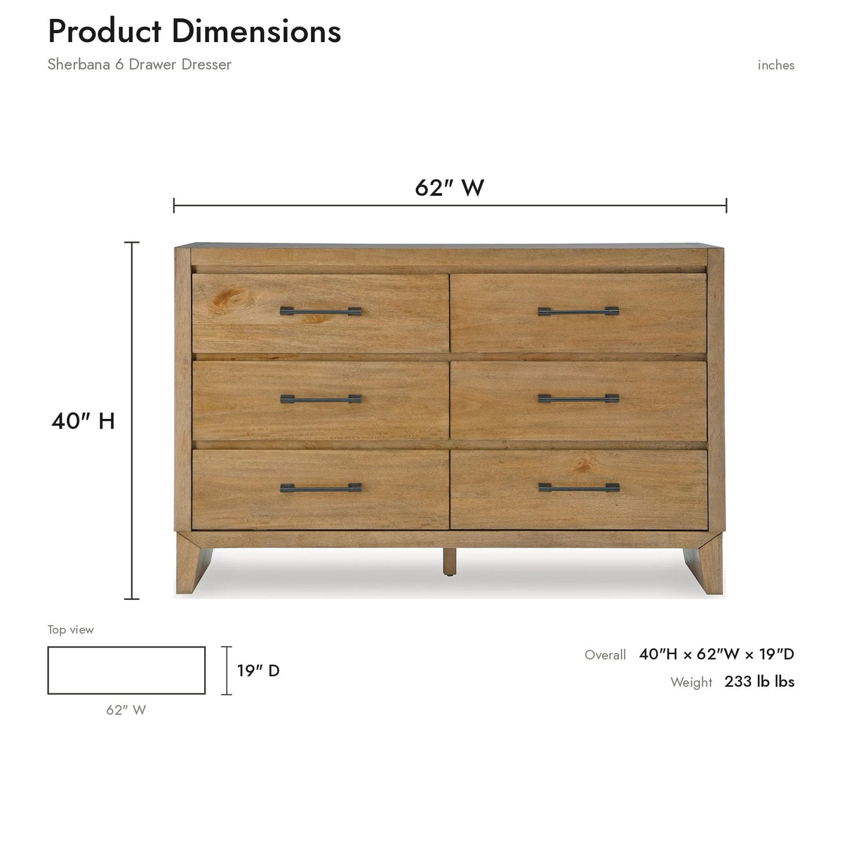 Product dimensions diagram