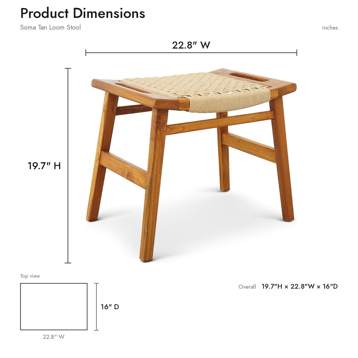 Product dimensions diagram