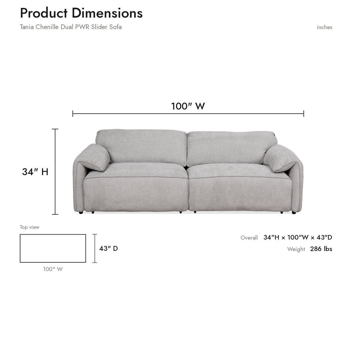 Product dimensions diagram