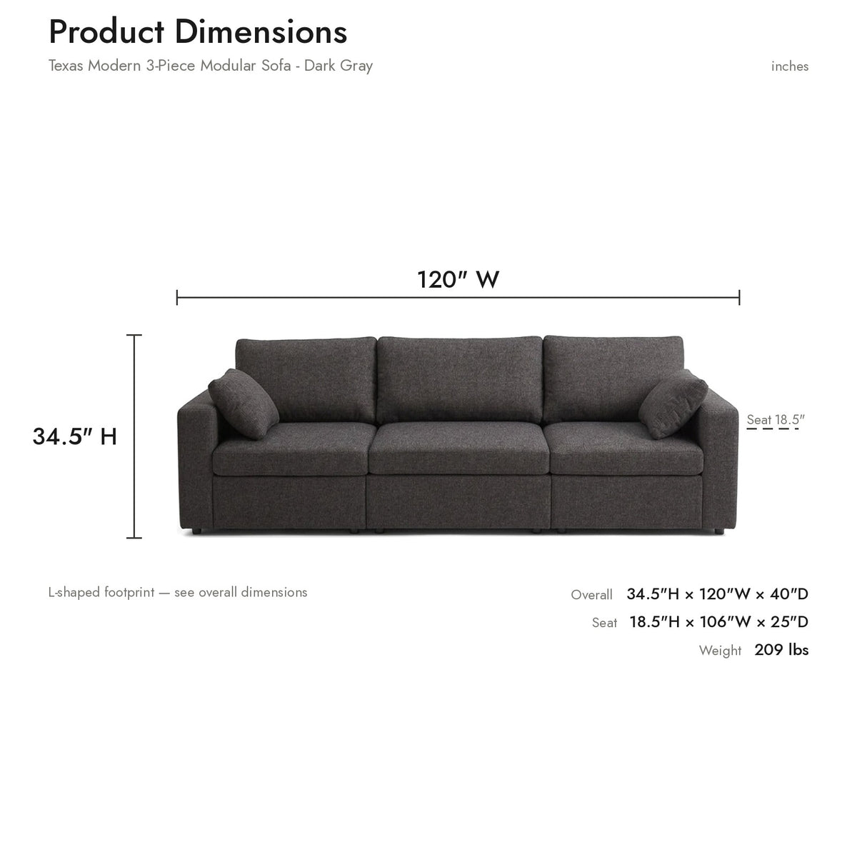 Product dimensions diagram