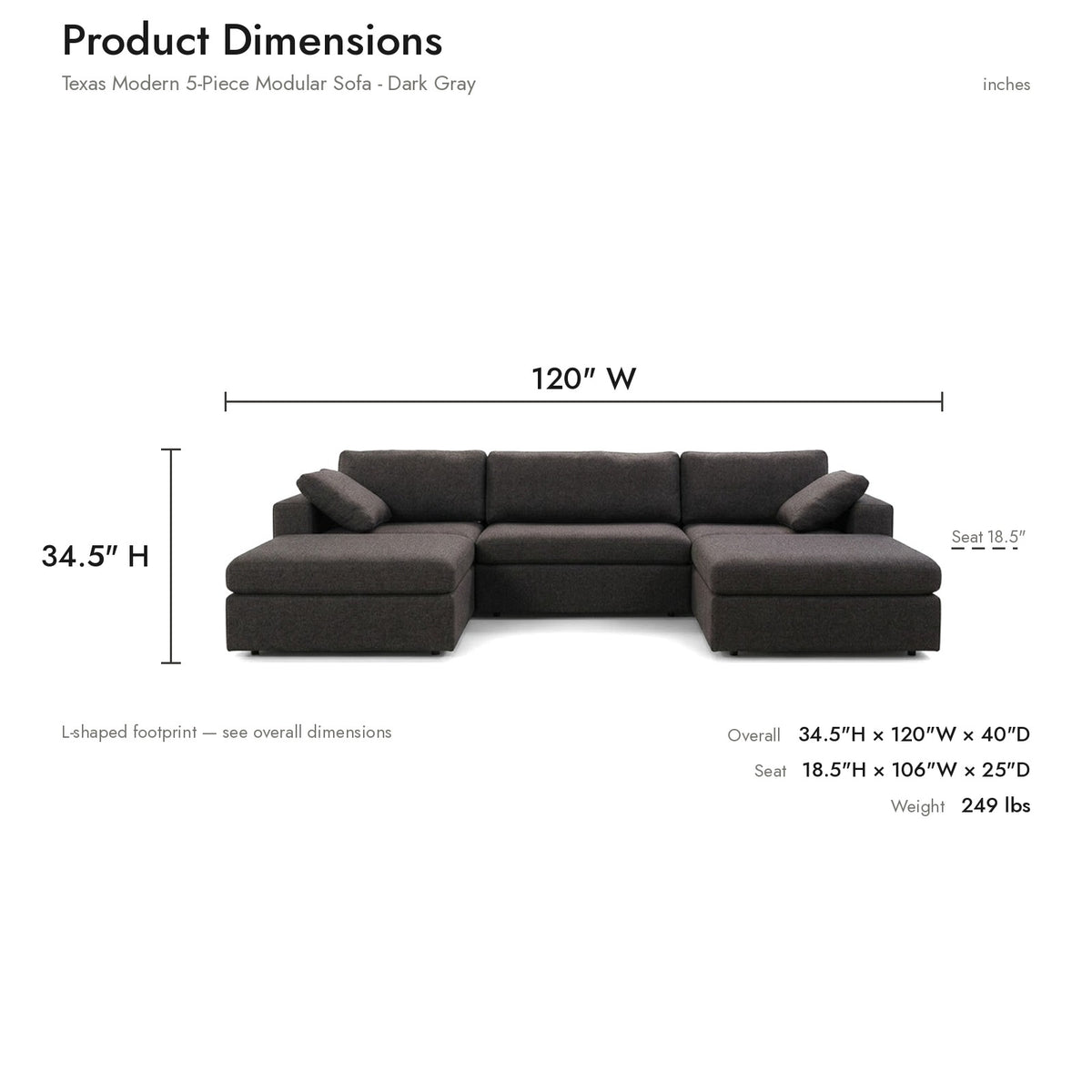 Product dimensions diagram