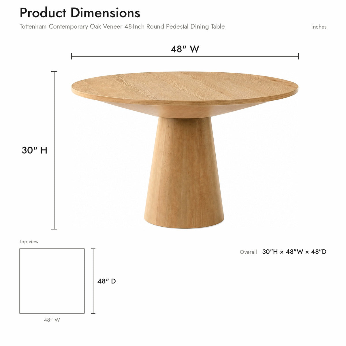 Product dimensions diagram