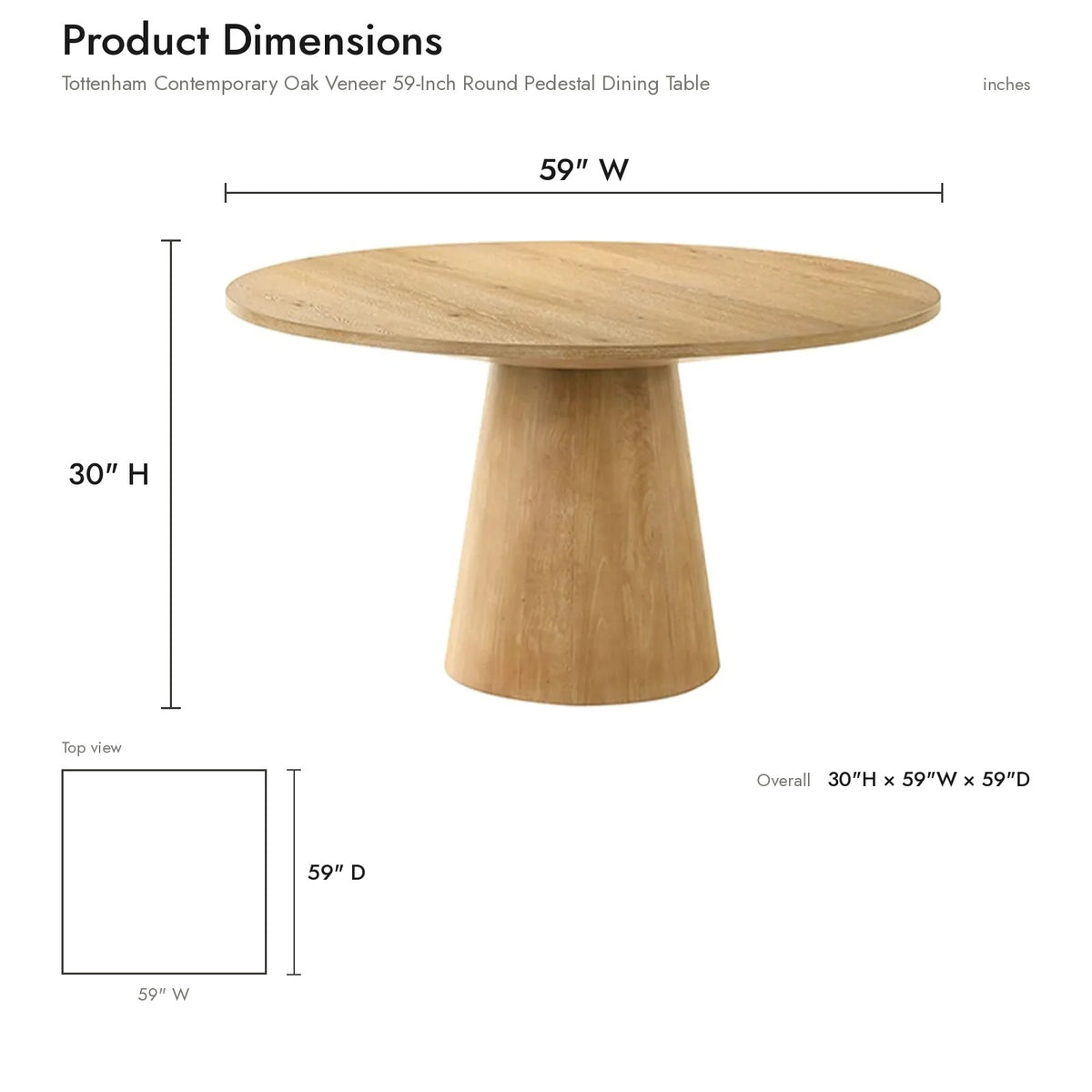 Product dimensions diagram