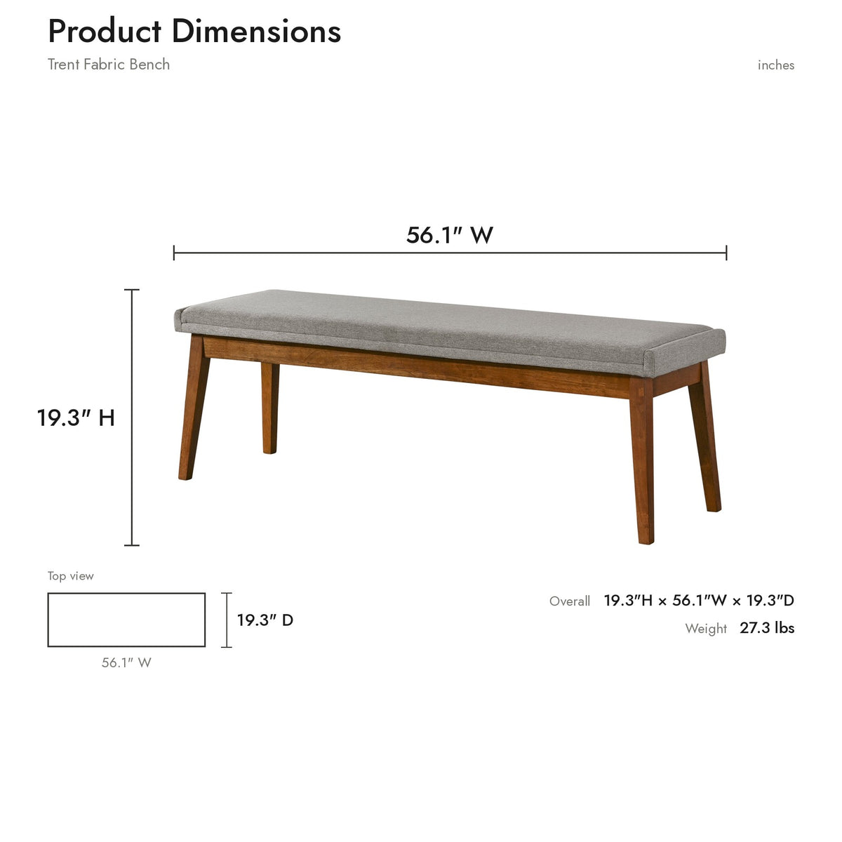Product dimensions diagram