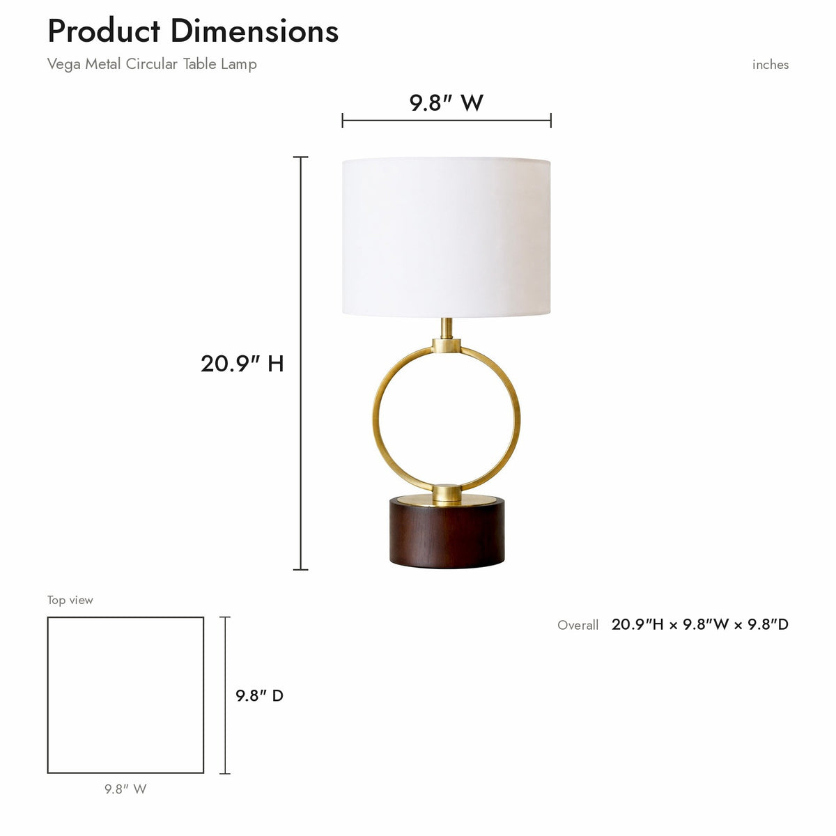 Product dimensions diagram