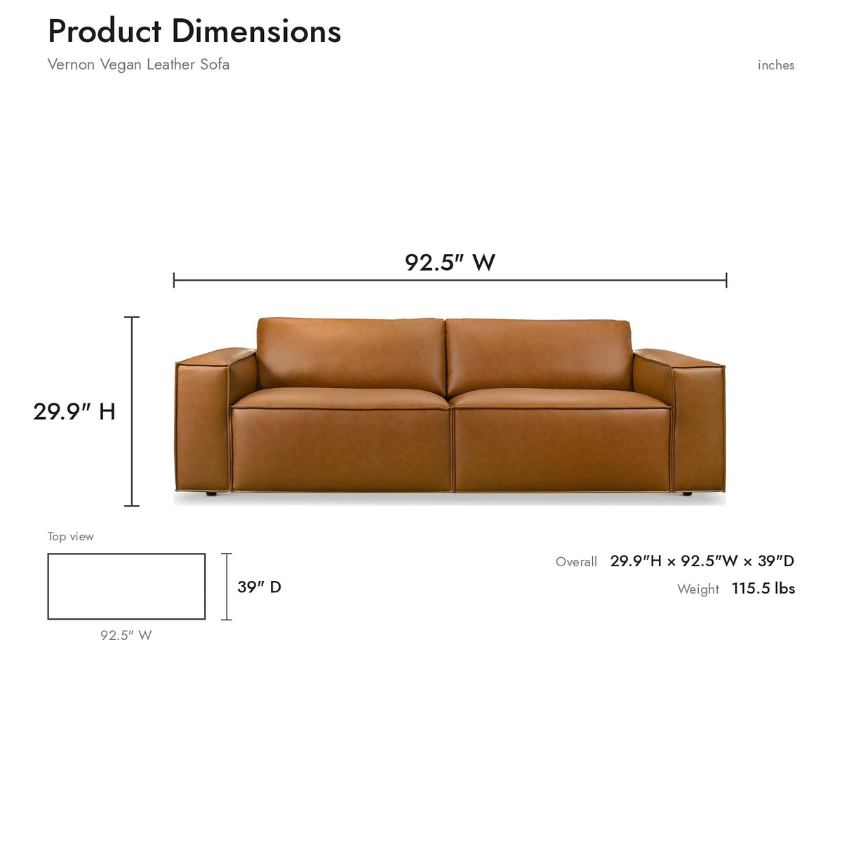 Product dimensions diagram