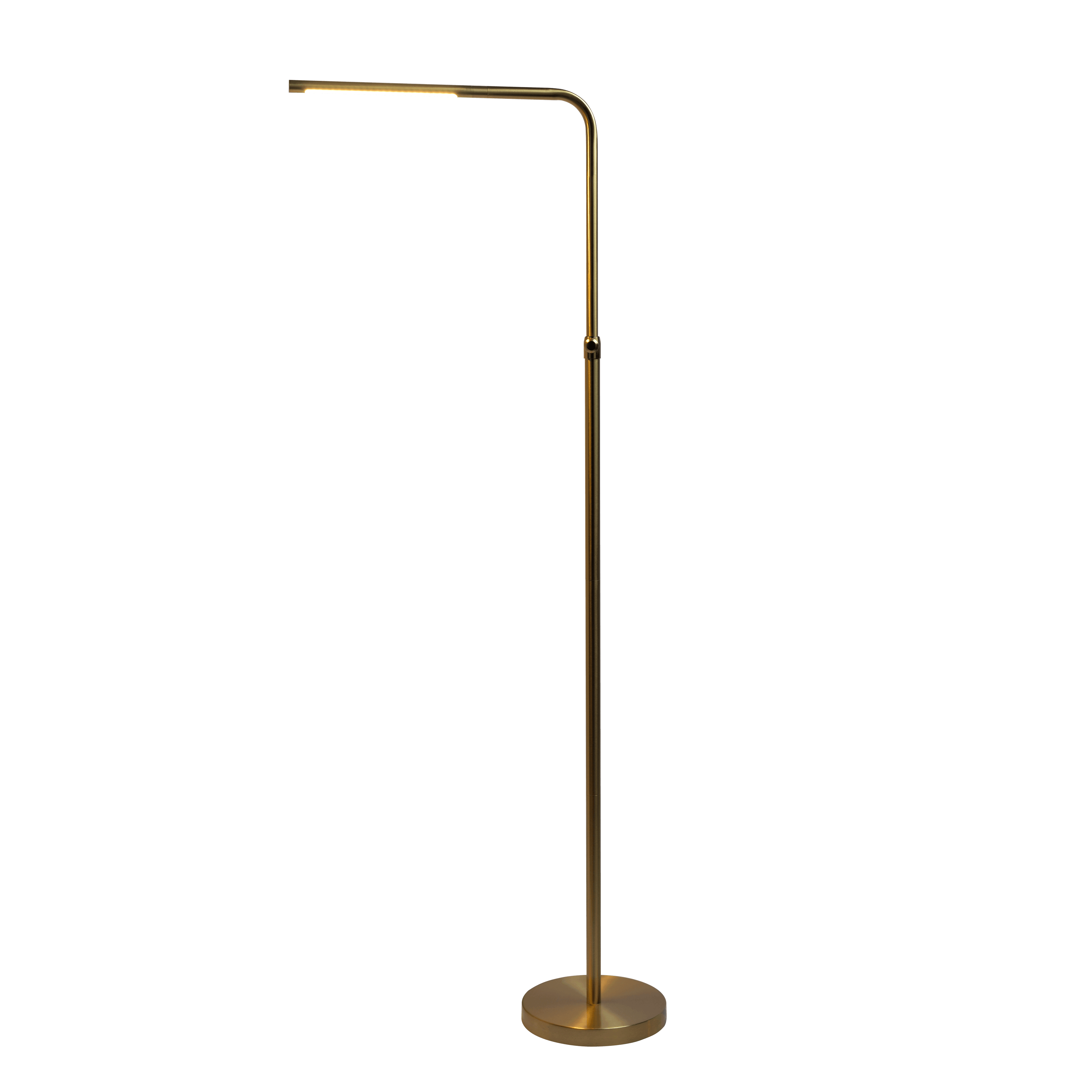 Wattson Brassed Gold Floor Lamp with On/Off Switch Adjustable Led Round Base