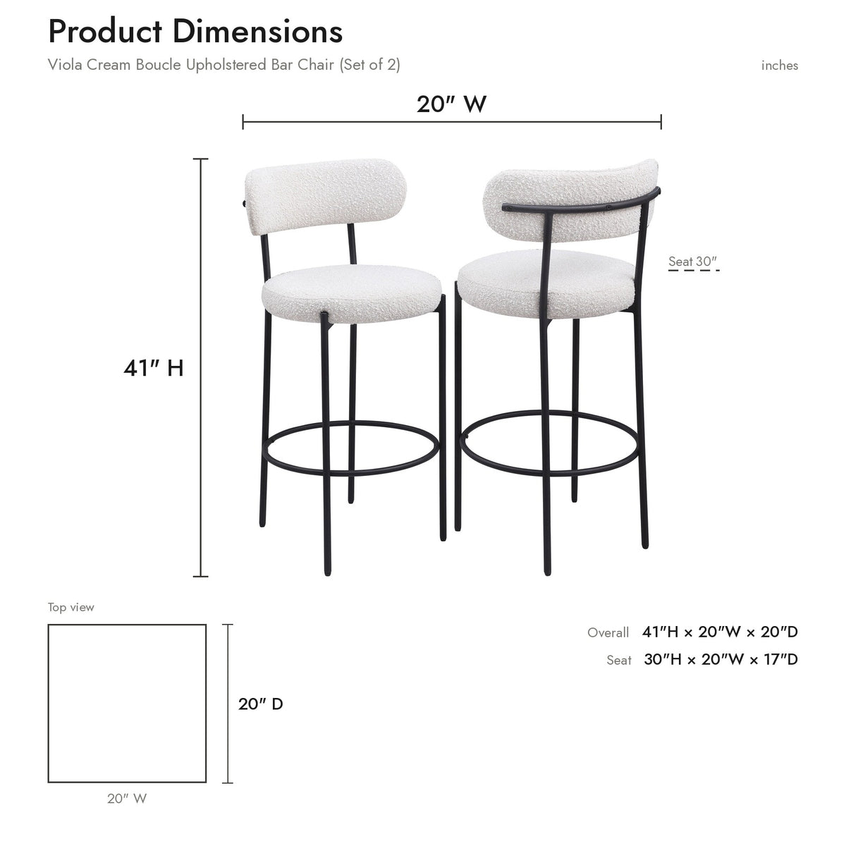 Product dimensions diagram